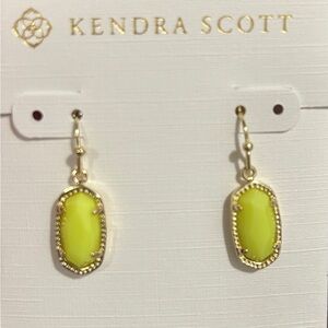 Kendra Scott Lime and Gold Drop Earrings
